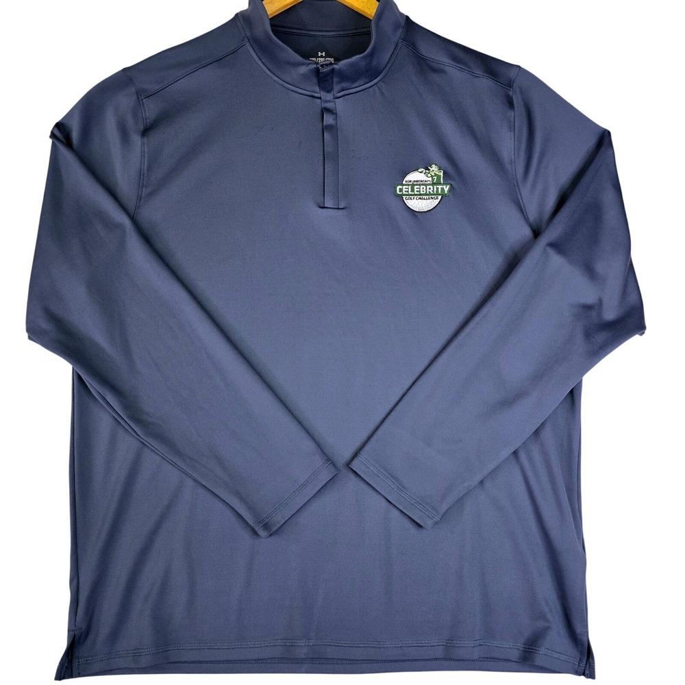 Under Armour Mens Size 2XL Quarter Zip Pullover Blue Ron Jaworski Celebrity Golf